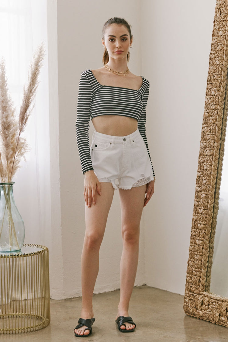 Grace High Rise Mom Shorts White