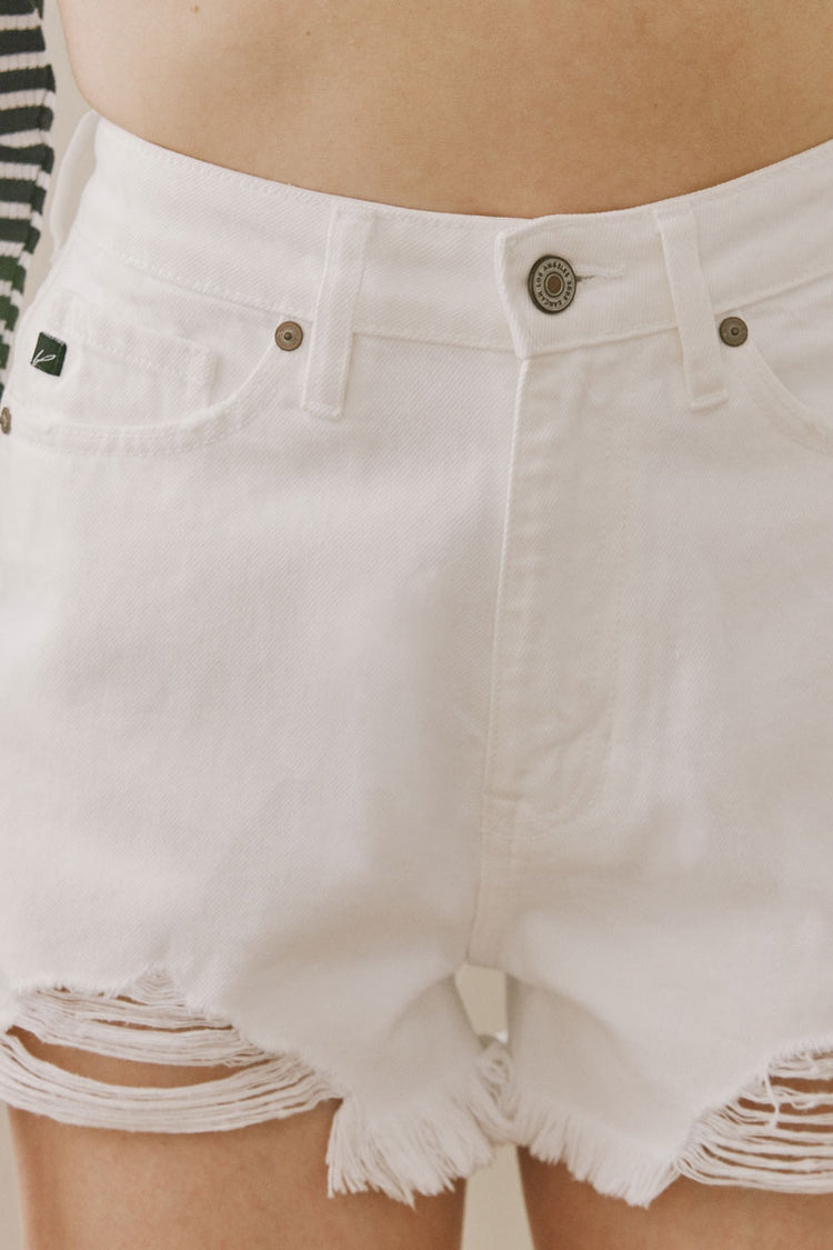 Grace High Rise Mom Shorts White