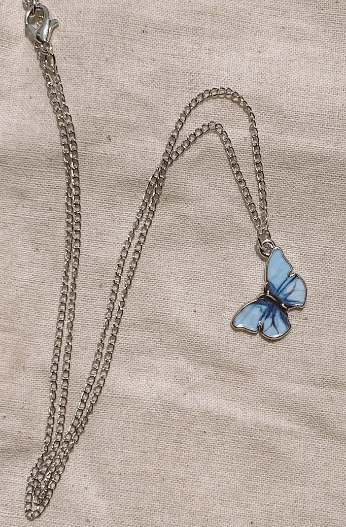 Butterfly Necklace Light Blue