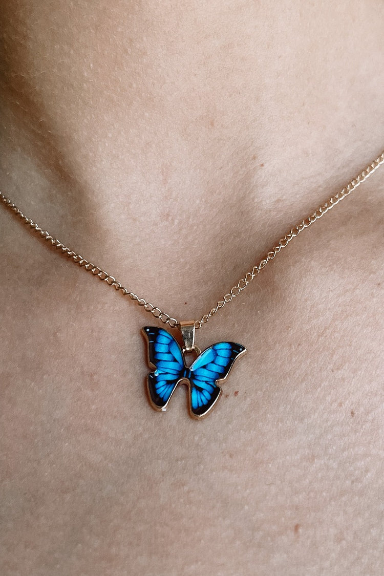 Butterfly Necklace Blue