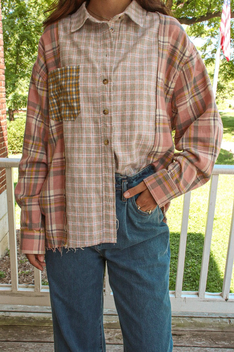 Bonfire Oversize Patchwork Shirt Pink