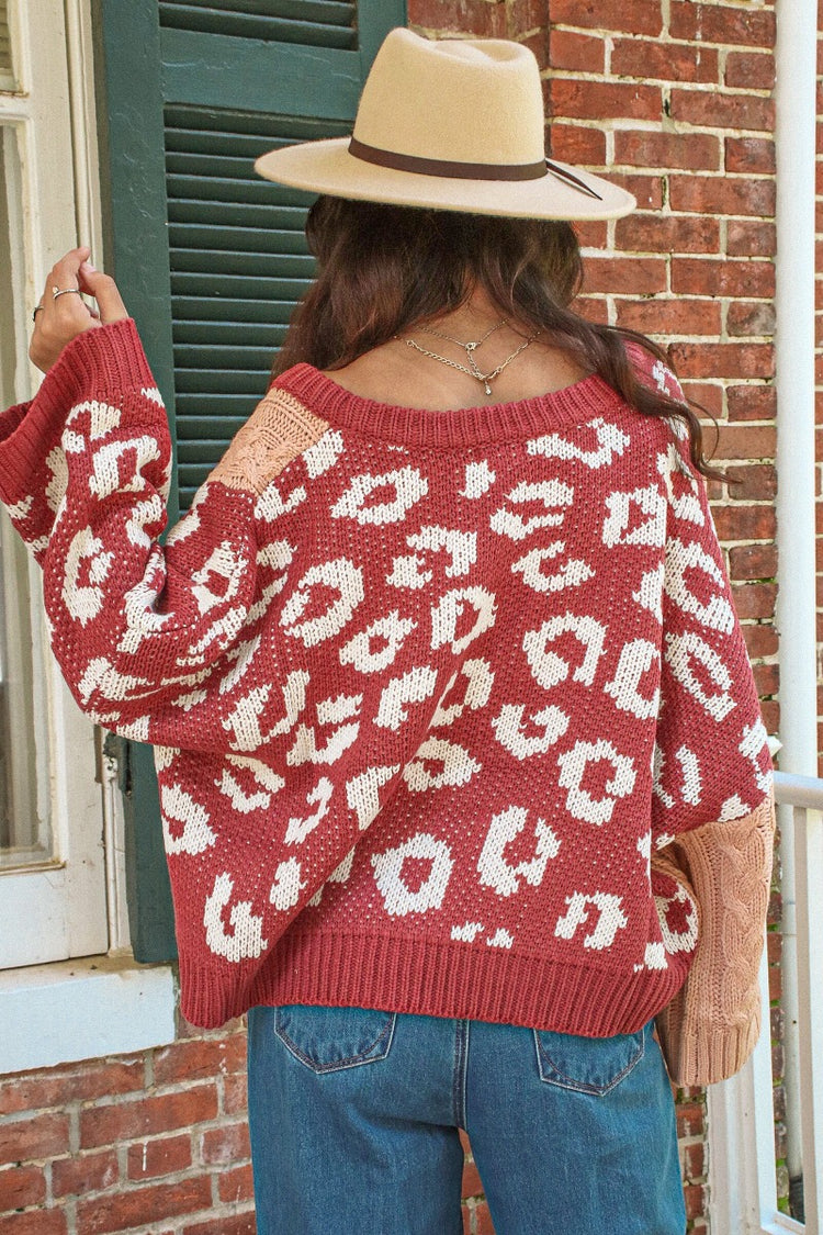 Autumn Oversize Sweater DEEP ROSE /APRICOT