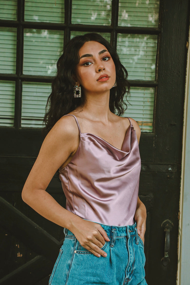 Vanessa Satin Bodysuit Mauve