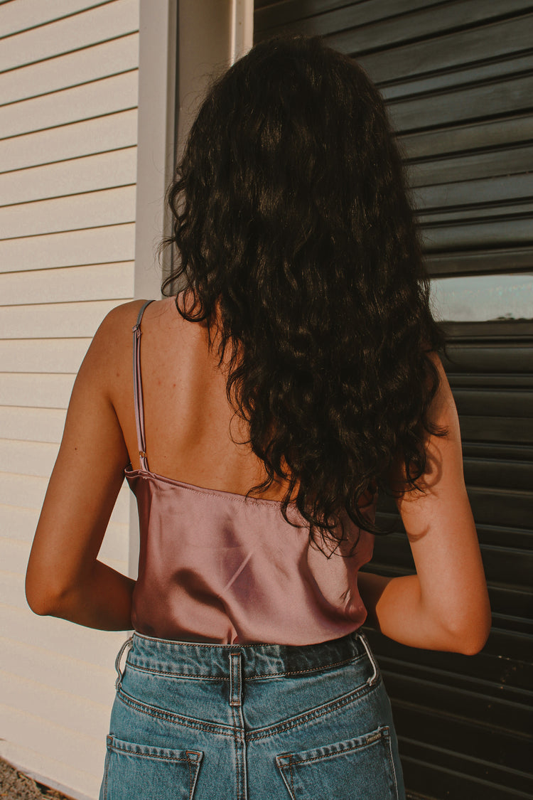 Vanessa Satin Bodysuit Mauve