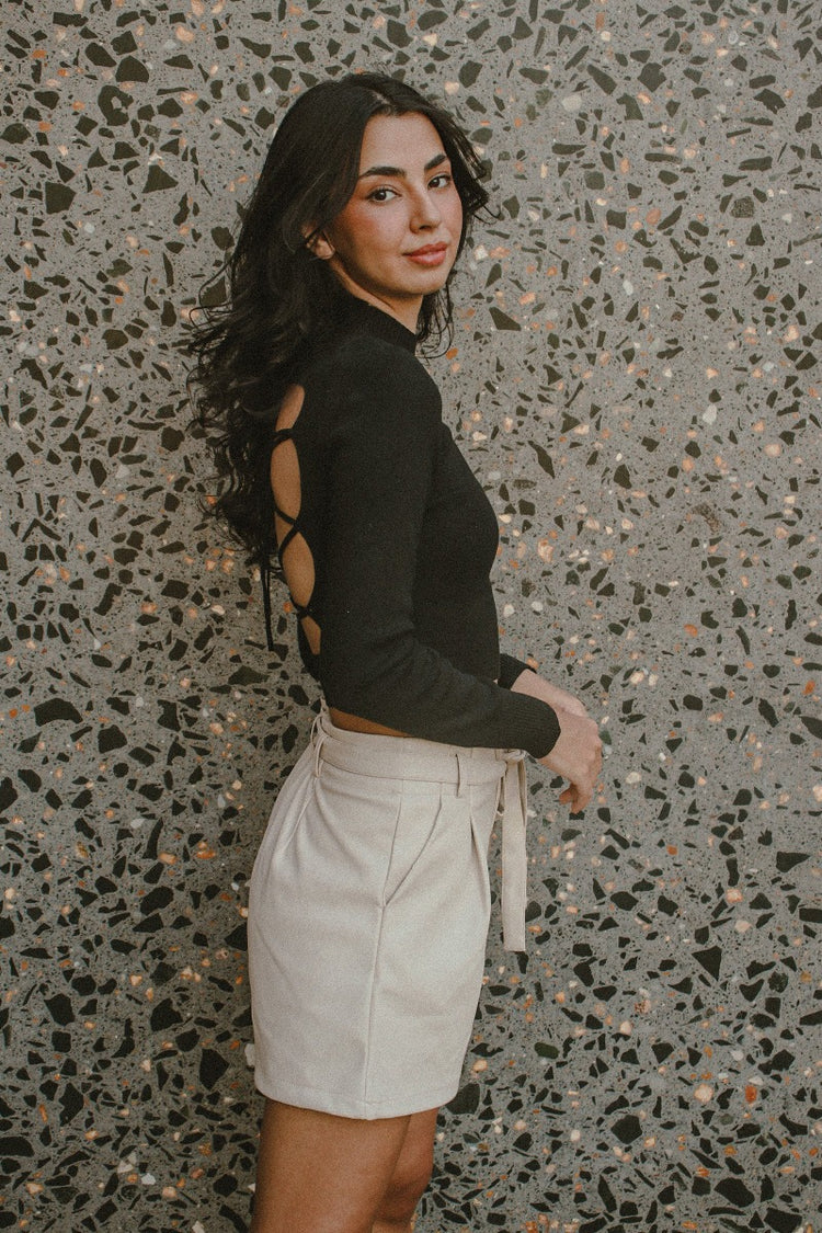 Buckle Up Vegan Leather Short Cream