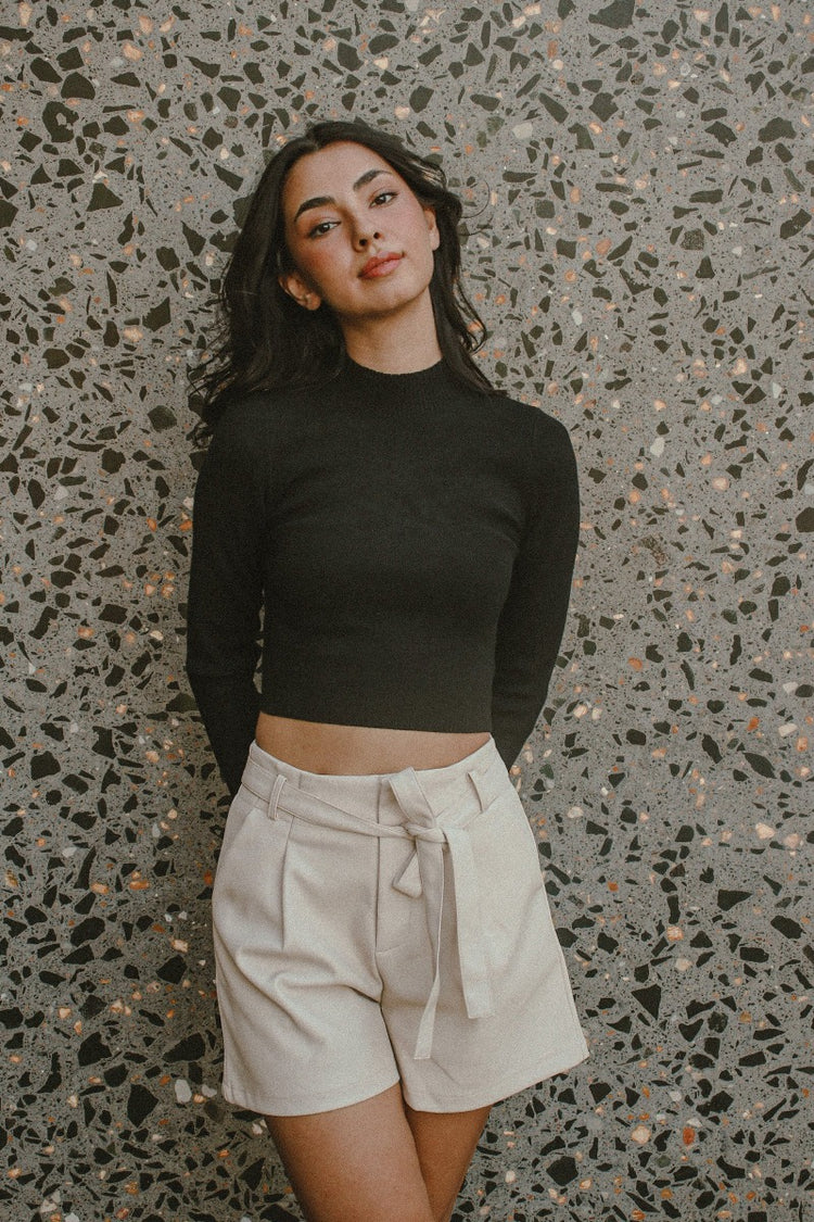Buckle Up Vegan Leather Short Cream