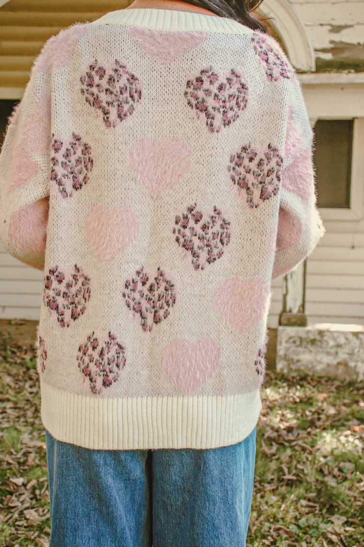 Cotton Heart Sweater Pink