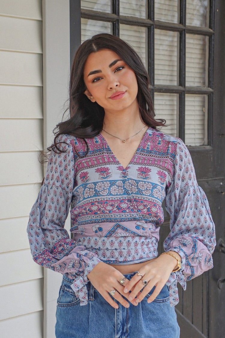 Elina Wrap Top Blue