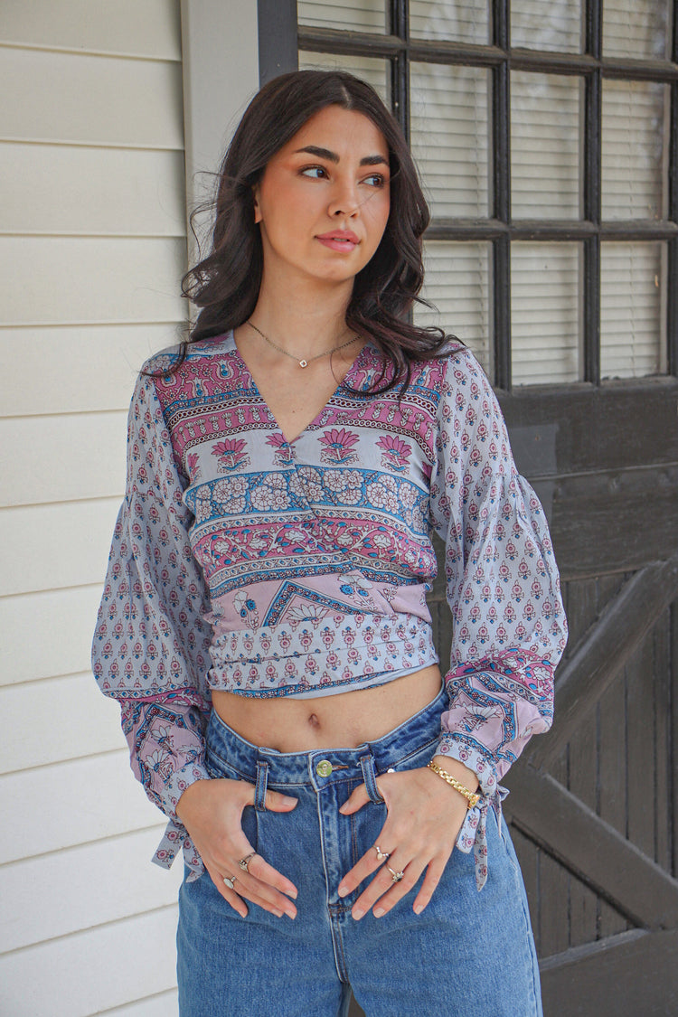 Elina Wrap Top Blue