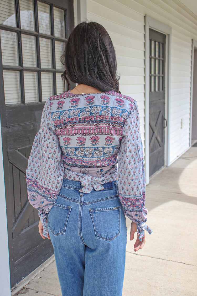 Elina Wrap Top Blue