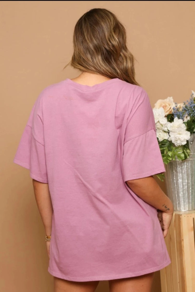 Smiley Face Graphic Tee Lavender