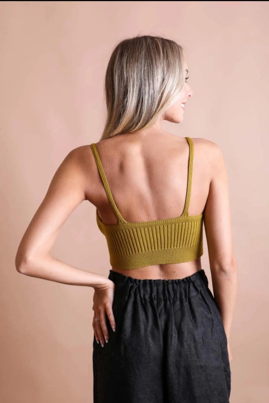 Venus Contour Rib Knit Brami Top Mustard