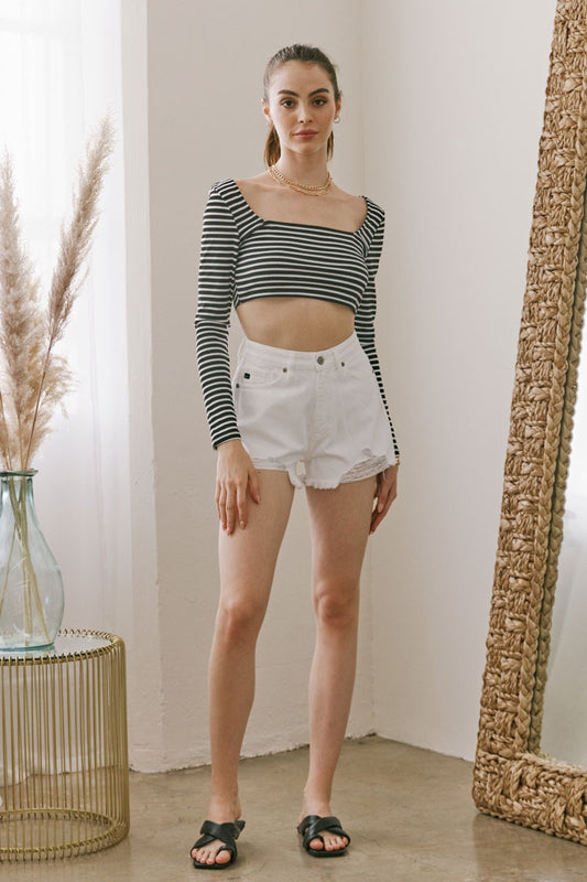 Grace High Rise Mom Shorts White