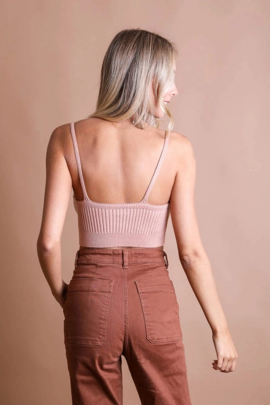 Venus Contour Rib Knit Brami Top Blush