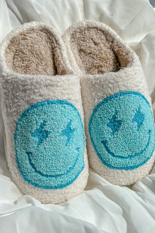 Smiley Face Slippers Blue