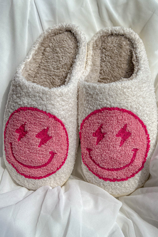Smiley Face Slippers Pink