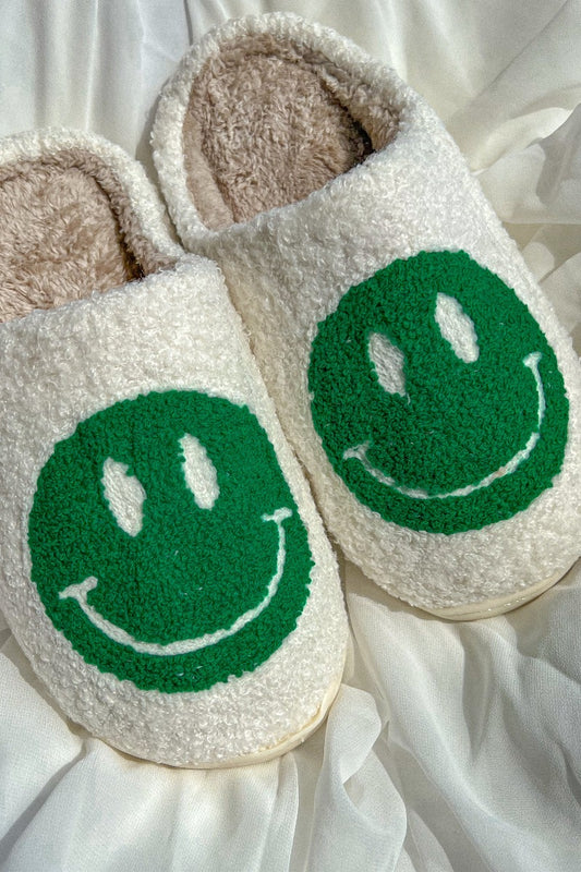 Smiley Face Slippers Green