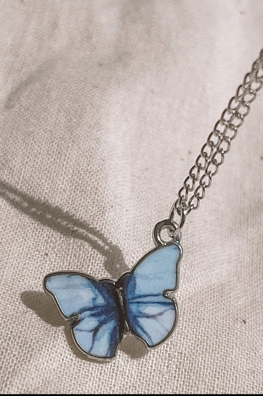 Butterfly Necklace Light Blue