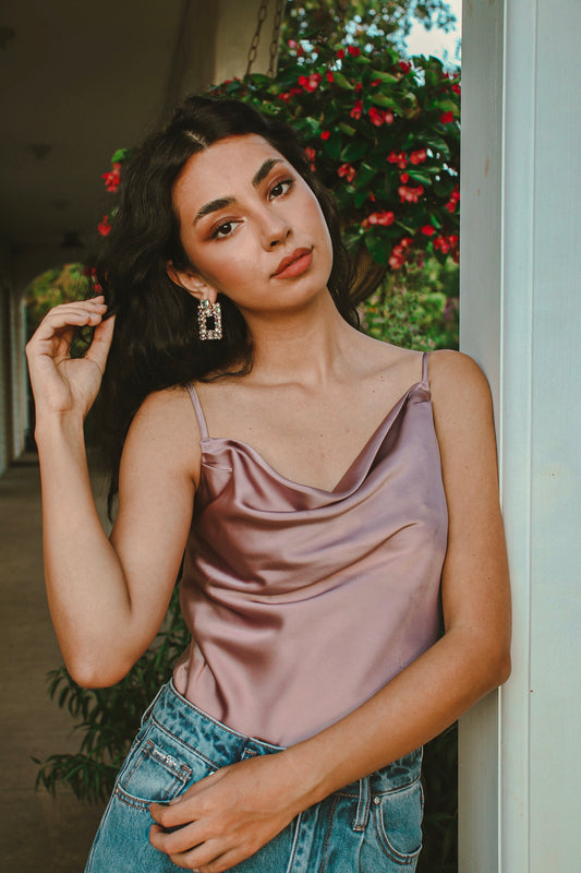 Vanessa Satin Bodysuit Mauve