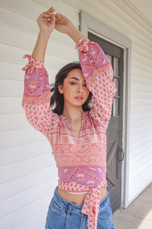 Elina Wrap Top Pink