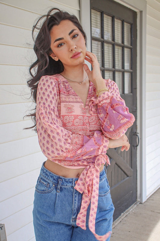 Elina Wrap Top Pink
