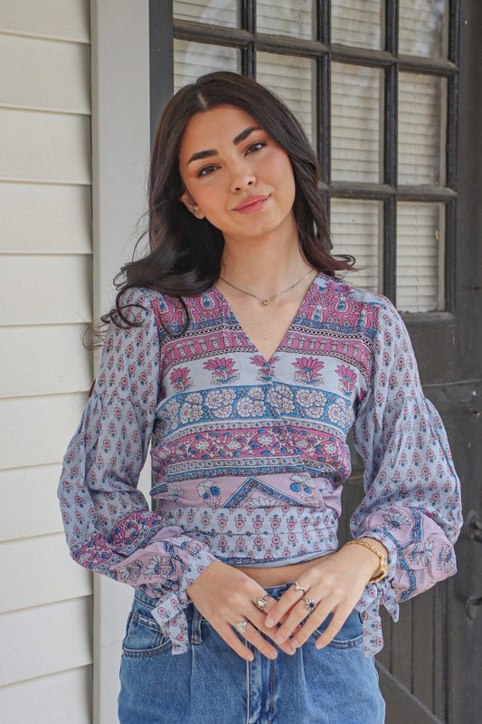 Elina Wrap Top Blue