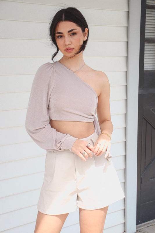 Glen One Shoulder Top Champagne